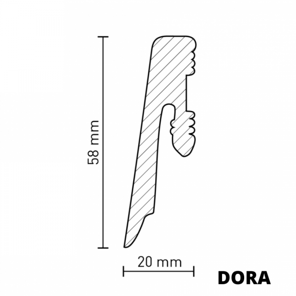 Sockelleisten Fußleiste Sockeleiste weiß DORA - 2400mm x 60mm | hochfestem Kunststoff