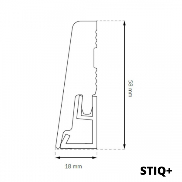 Sockelleisten weiß STIQ+  2200 mm x 58 mm | Klassische Form CUBE 