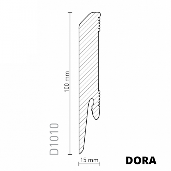 hohe Sockelleiste weiß  DORA 2400mm x 100mm - Wasserfeste 100% PVC FREI
